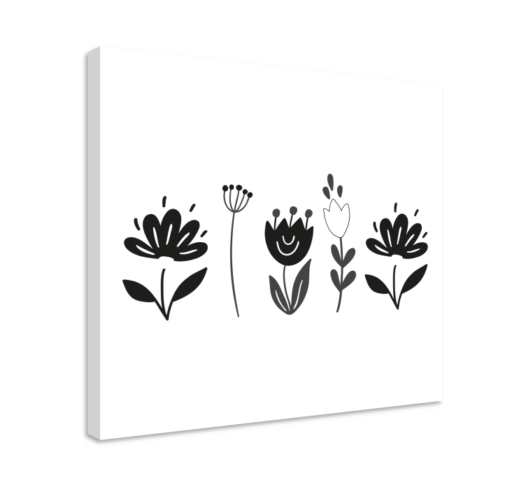Tableau fleurs Fleurs noires et blanches - TenStickers