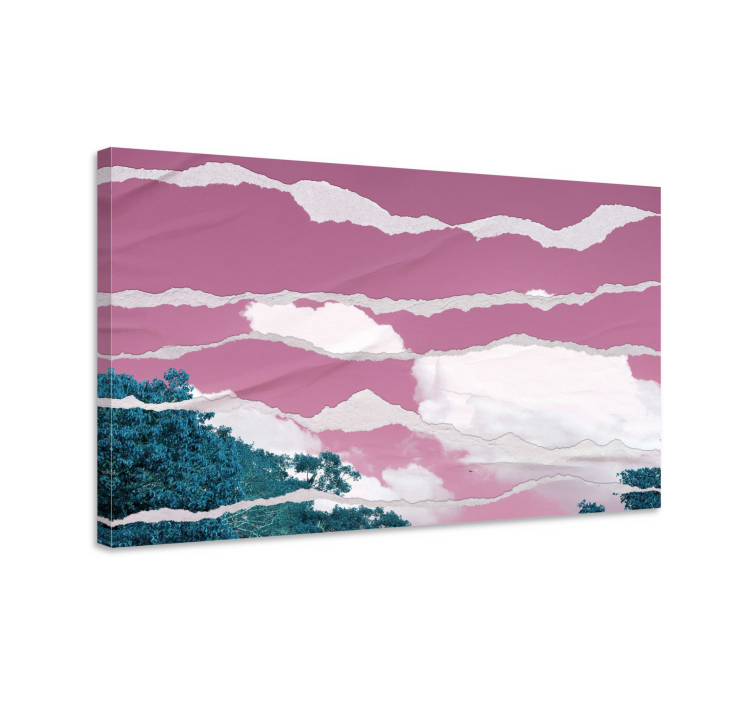 Tableau paysages couleurs sur un horizon rose - TenStickers