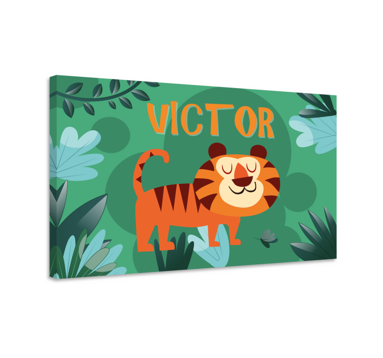 Tableau chambre bébé Tigre mignon pour garçon avec nom - TenStickers