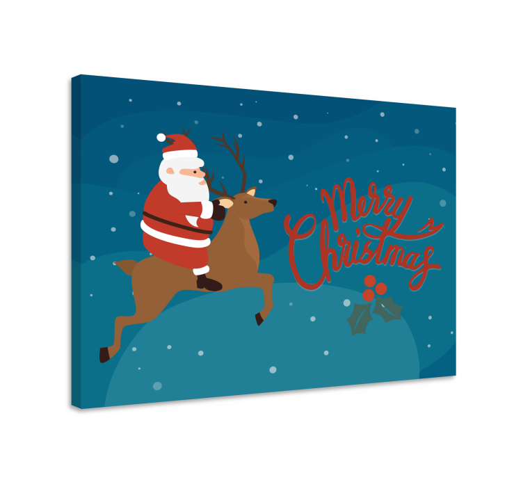 Tableau personnage père noël sur un renne - TenStickers