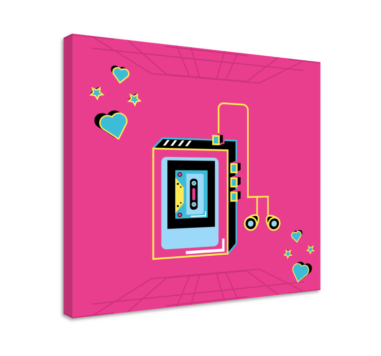 Tableau musique amour cassette rétro - TenStickers
