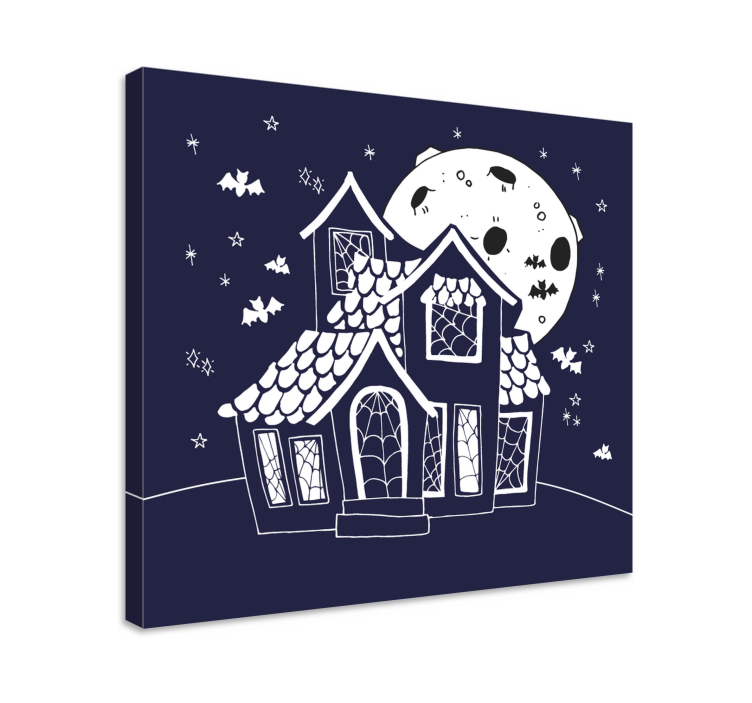 Tableau paysages silhouette maison hantée - TenStickers