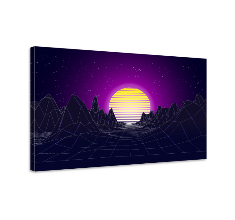 Tableau moderne paysage géométrique au coucher de soleil - TenStickers