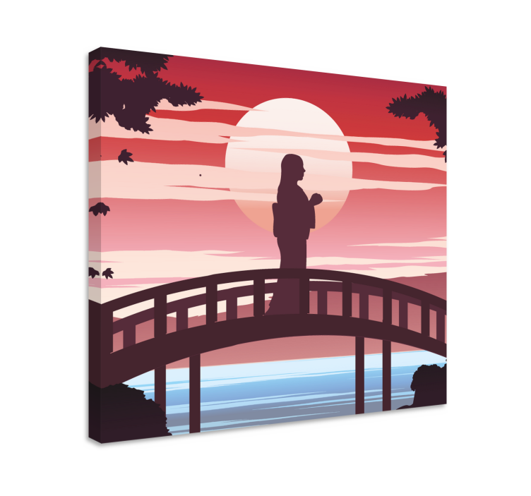 Tableau abstrait silhouette sur un pont - TenStickers