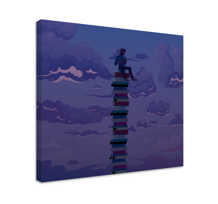 Tableau vintage livres empilés vers le ciel - TenStickers