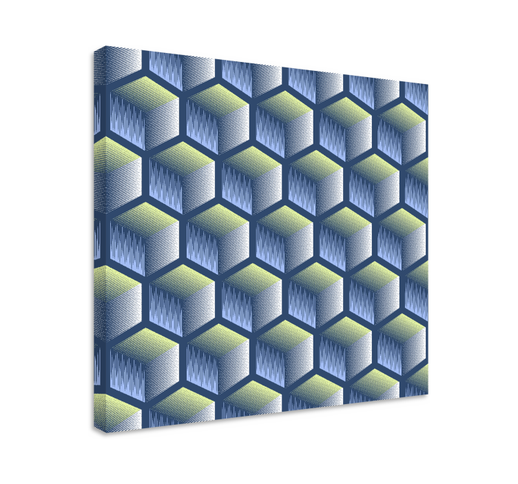 Tableau géométrique motif de cubes hexagonaux - TenStickers