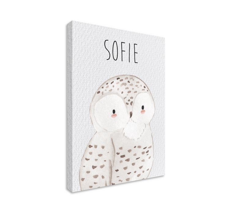 Tableau chambre enfant portrait de hibou avec nom - TenStickers