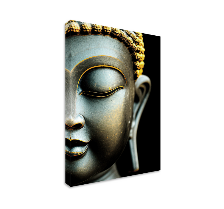 Tableau zen Bouddha portrait en gris et doré - TenStickers
