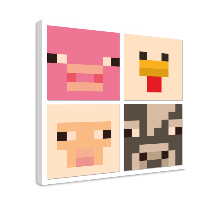 Cadre jeux vidéo visages d'animaux en pixel art - TenStickers
