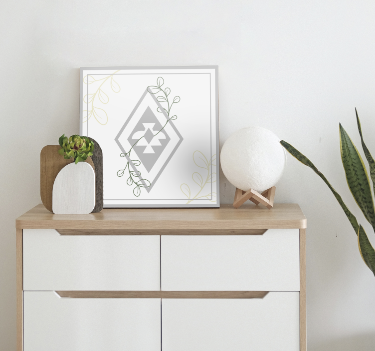 tableau déco salon motif de feuille géométrique - TenStickers