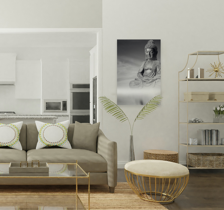 Tableau Bouddha Zen en nuances de gris - TenStickers