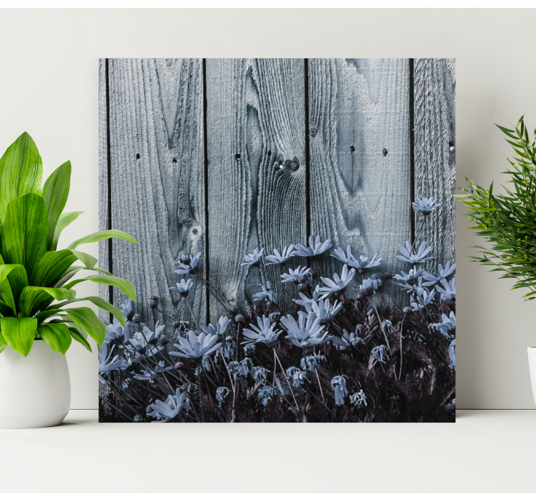 Tableau marguerites sur planche de bois grise - TenStickers