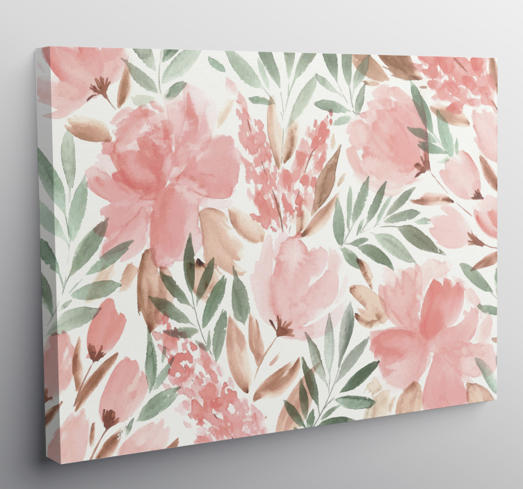 Tableau moderne fleurs roses à l'aquarelle - TenStickers