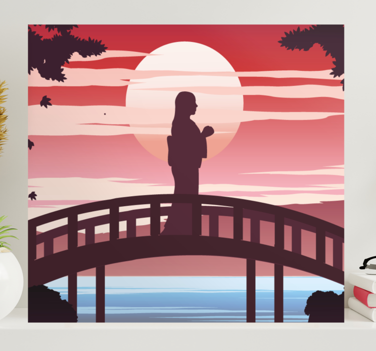 Tableau abstrait silhouette sur un pont - TenStickers