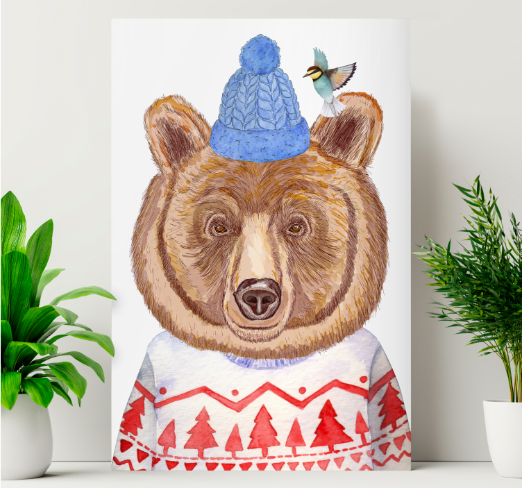 Tableau animaux illustration d'ours charmant - TenStickers