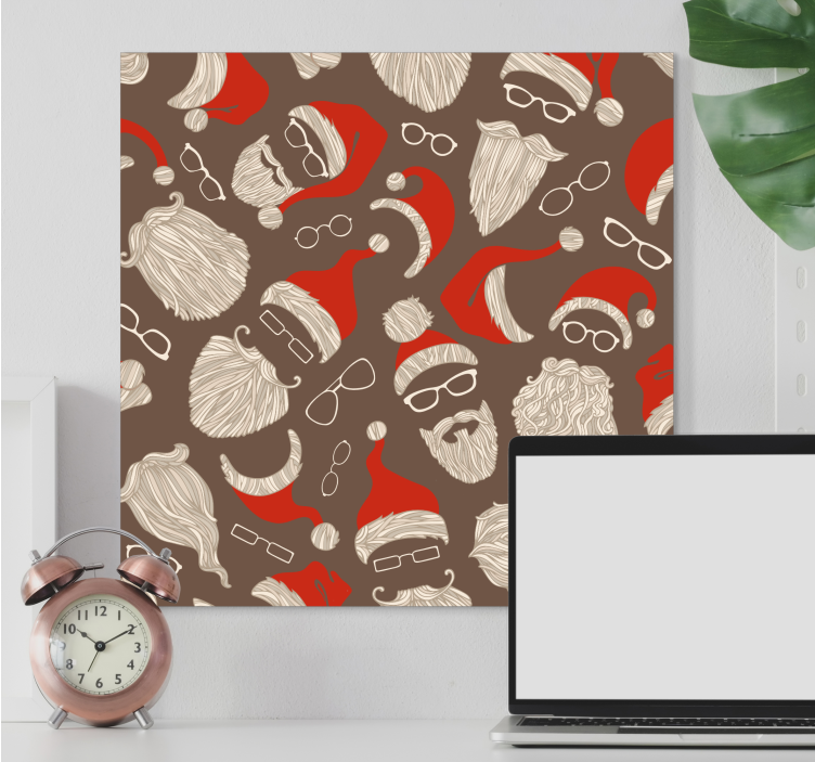 Tableau animaux visages festifs de père noël - TenStickers