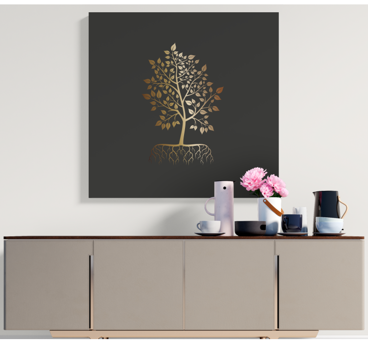 Tableau arbres arbre aux feuilles dorées - TenStickers