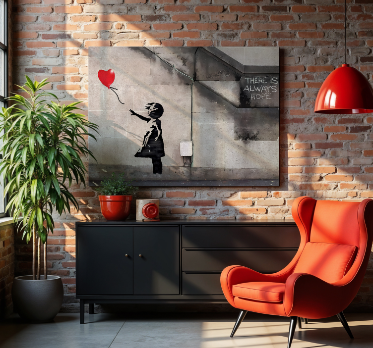 Tableau art fille avec un ballon en fuite - TenStickers
