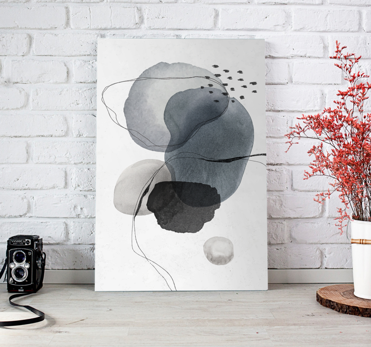 Tableau art formes abstraites tons gris - TenStickers