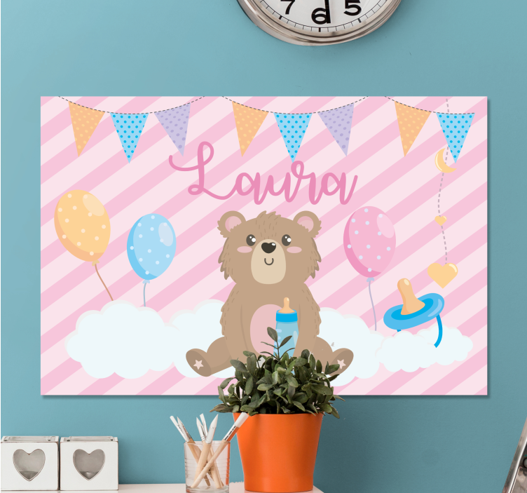 Tableau bébé célébration de l'ours mignon - TenStickers