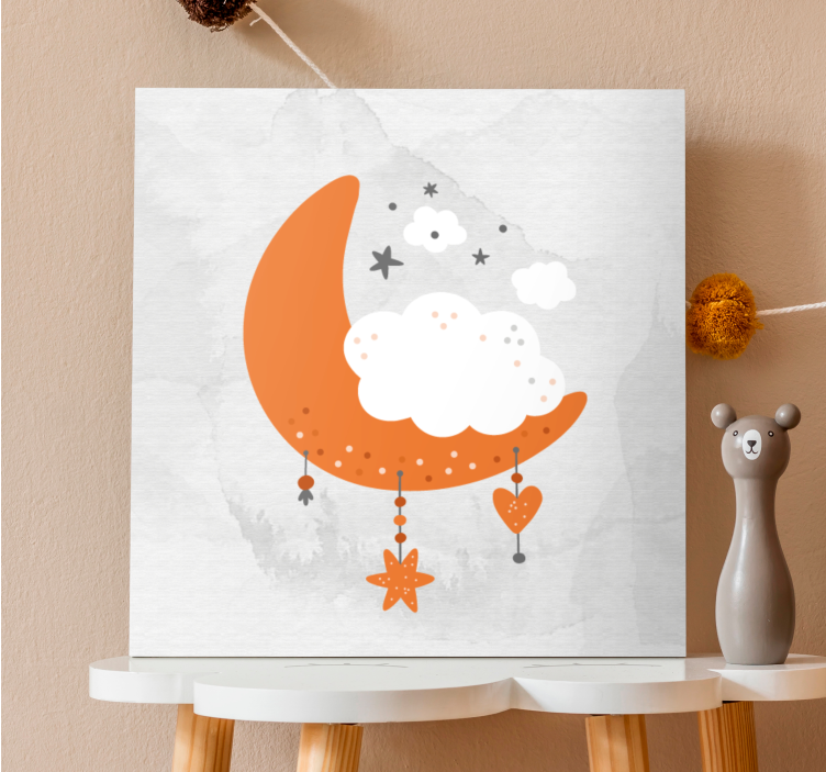 Tableau bébé lune nuage suspendue - TenStickers