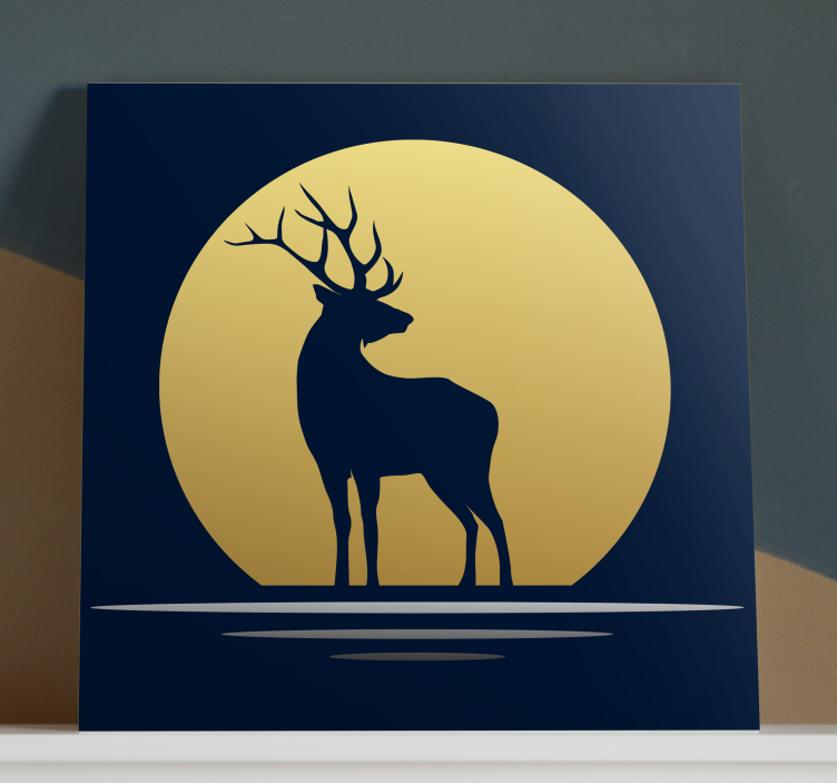 Tableau cerfs silhouette de cerf sous la lune - TenStickers