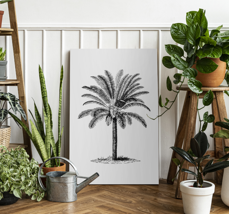 Tableau dessin palmier encre noire - TenStickers