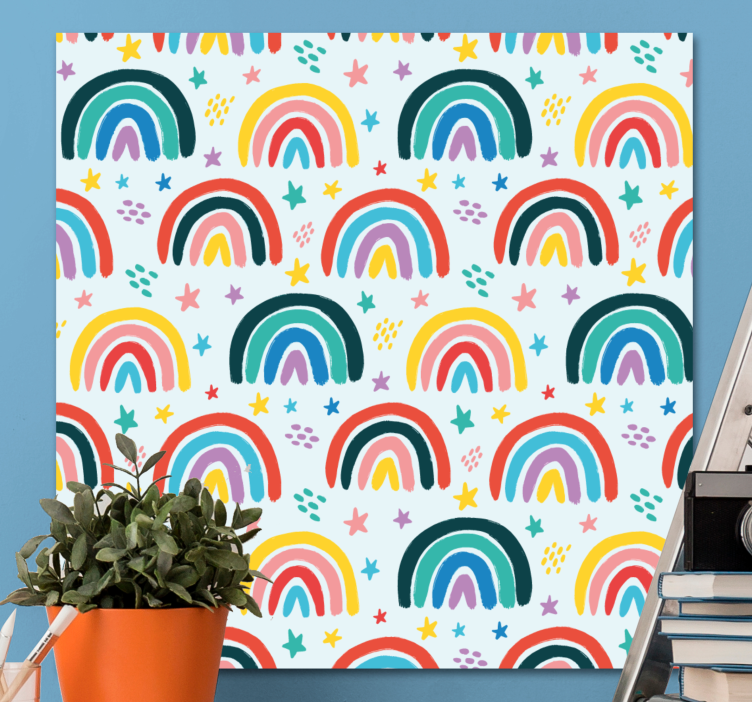 Tableau enfants motif arc-en-ciel coloré - TenStickers