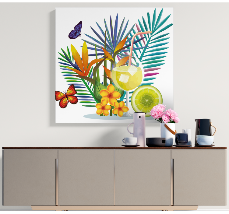 Tableau fleurs et plantes arrangement de boissons tropicales - TenStickers
