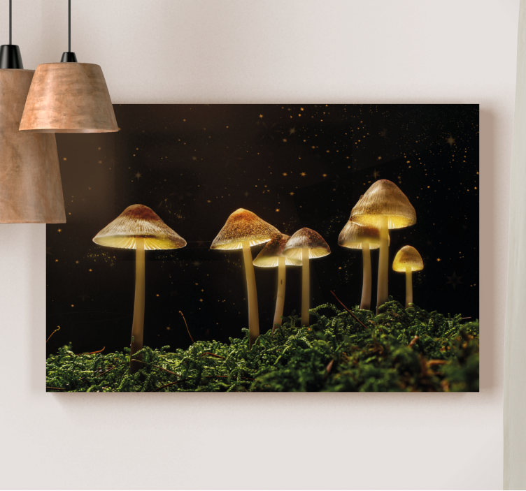 Tableau fleurs et plantes scène de champignons lumineux - TenStickers
