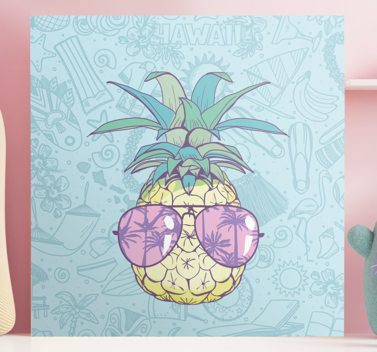 Tableau fruits ananas avec lunettes de soleil - TenStickers