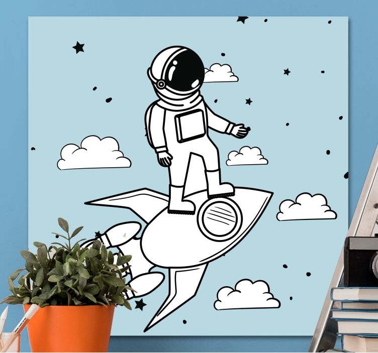 Tableau fruits aventure de l'astronaute en fusée - TenStickers