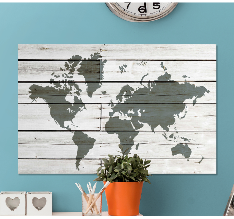 Tableau carte du monde Gris bois - TenStickers