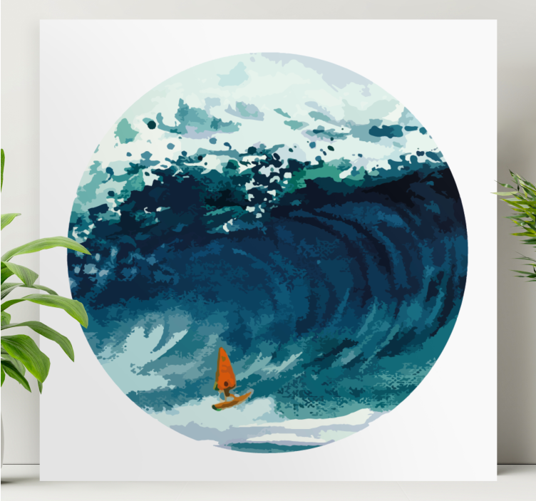 Tableau mer surfer sur la vague - TenStickers