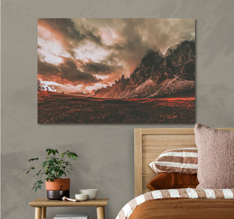 Tableau paysages coucher de soleil dramatique en montagne - TenStickers