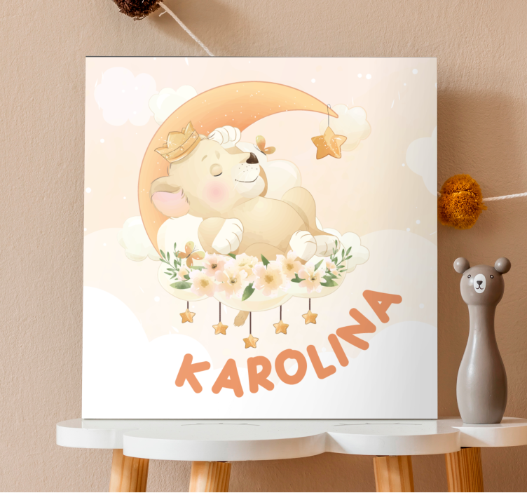 Tableau bébé ours endormi rêvant - TenStickers