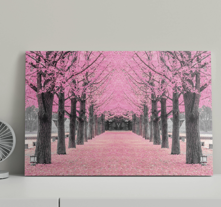 Tableau couloir Forêt d'arbres roses - TenStickers