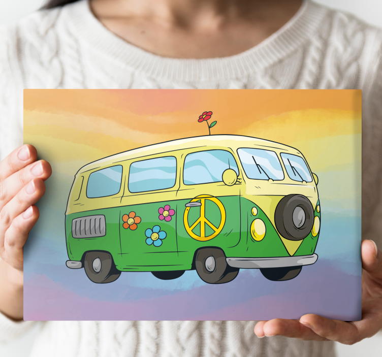 Tableau vintage camionnette colorée de la paix - TenStickers