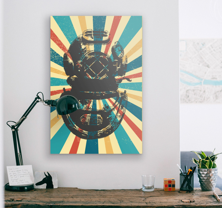 Tableau sports motif plongeur style vintage - TenStickers