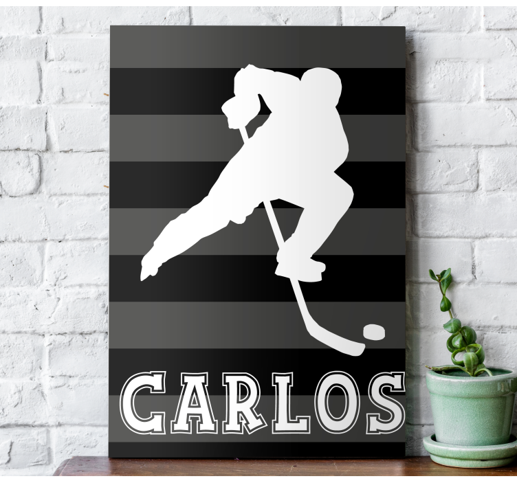 Tableau sports joueur de hockey avec nom - TenStickers