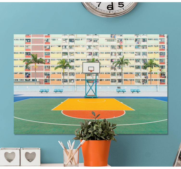 Tableau sports terrain de basket animé - TenStickers