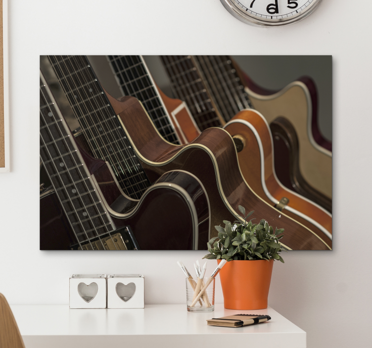 Tableau musique gros plan de la collection de guitares - TenStickers