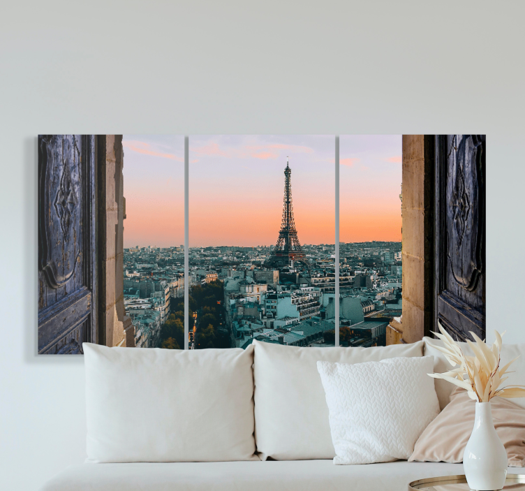 Tableau villes et pays vue sur la tour eiffel - TenStickers