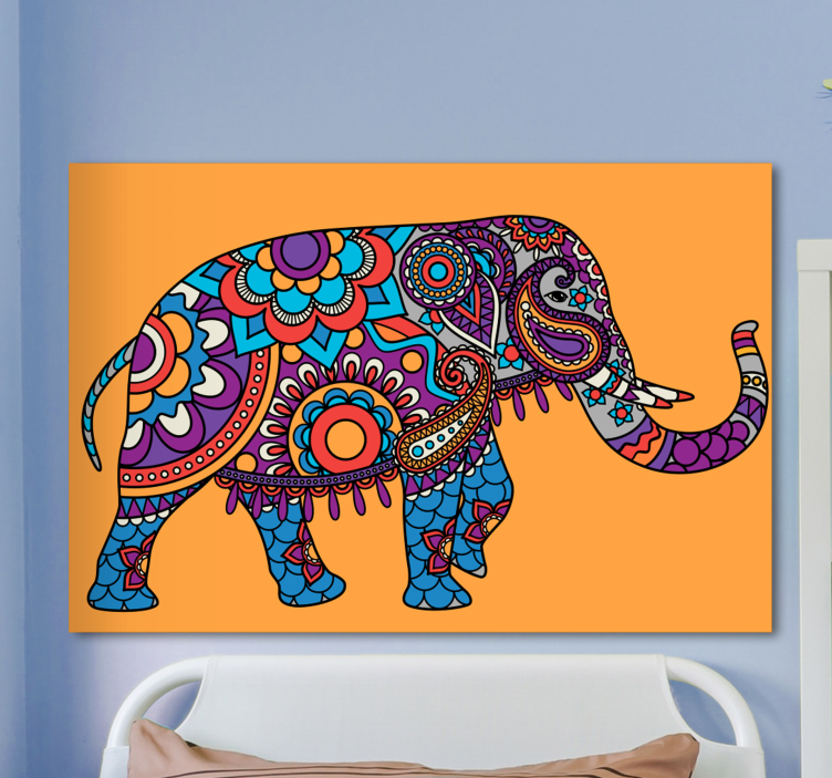 Tableau éléphant style mandala multicolore - TenStickers