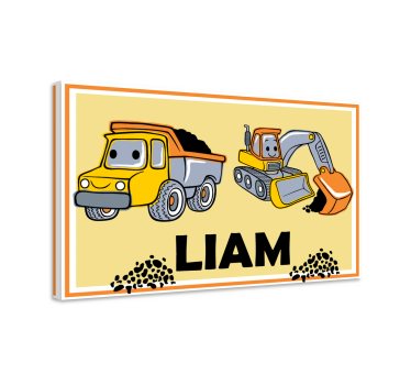 Tableau personnalisé texte Nom avec camions - TenStickers