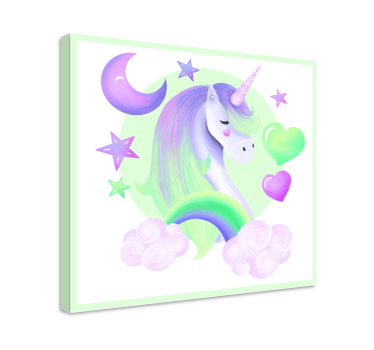 Licorne tableau Licornes coeur et arc en ciel - TenStickers
