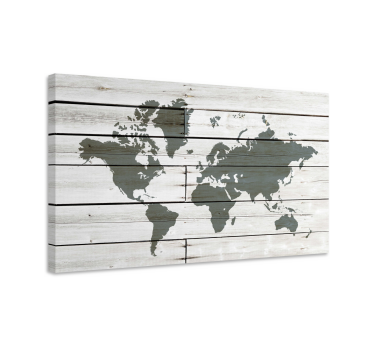 Tableau mappemonde Gris bois - TenStickers
