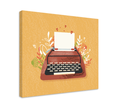 Tableau musique machine à écrire avec fleurs - TenStickers