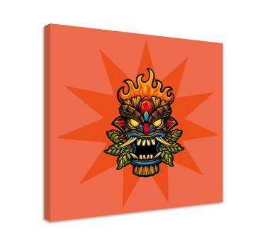 Tableau musique masque tribal enflammé - TenStickers