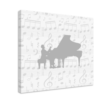 Tableau musique silhouette de mélodies au piano - TenStickers